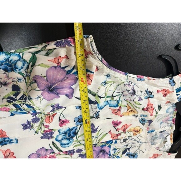 J. Jill Women’s XL Pleated Dress Floral Multi Color White Pockets A-Line Spring - Picture 13 of 15